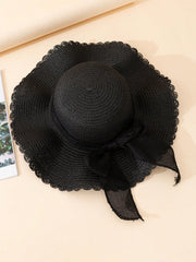 1pc Black Wavy Beach Sun Hat