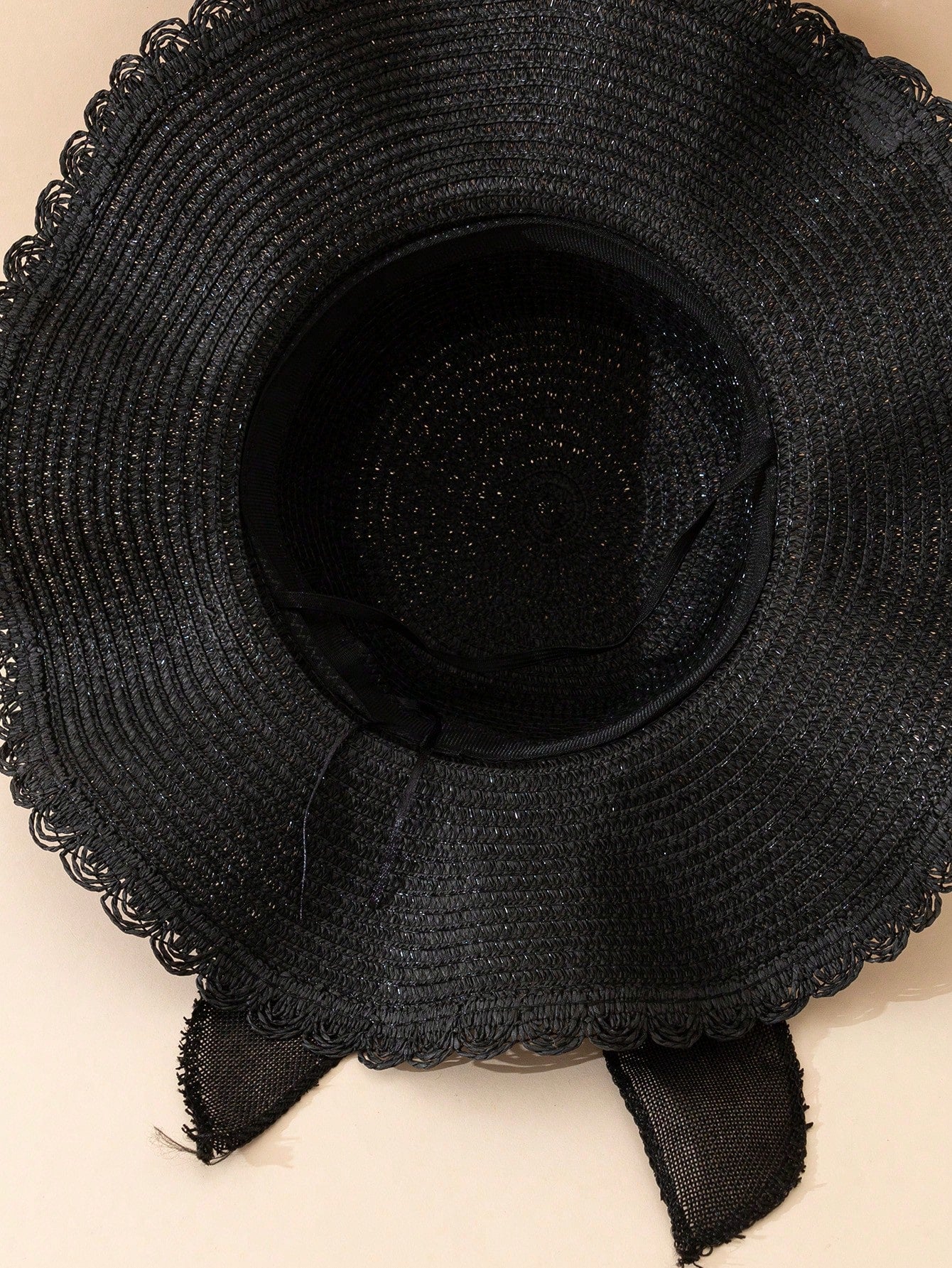 1pc Black Wavy Beach Sun Hat
