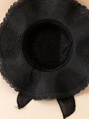 1pc Black Wavy Beach Sun Hat