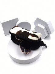 Soft Plush Cow Print Eyeglasses Cover