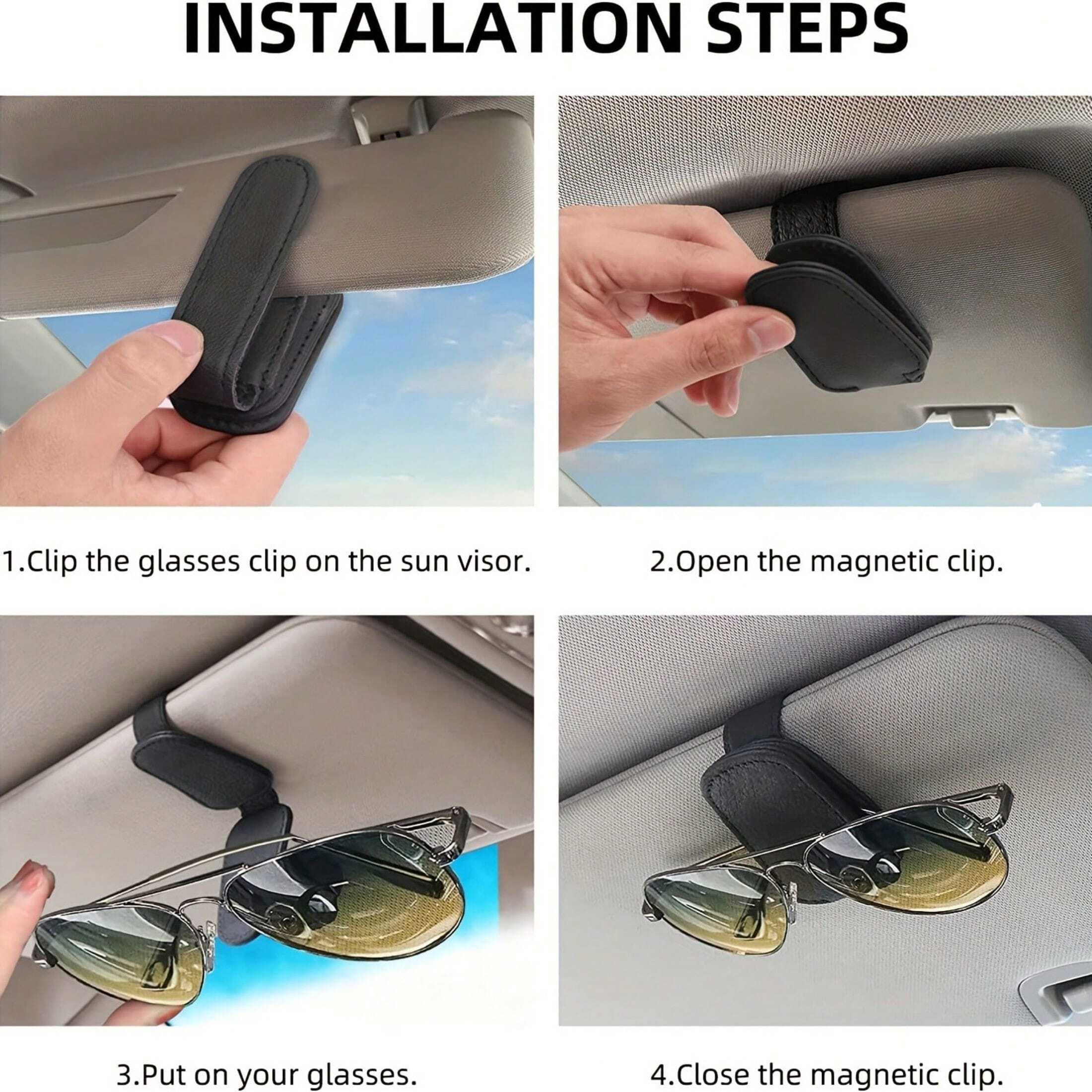 Magnetic Leather Fashion Glasses Clip