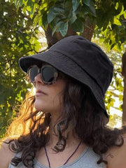 Unisex Packable Canvas Bucket Hat - Black