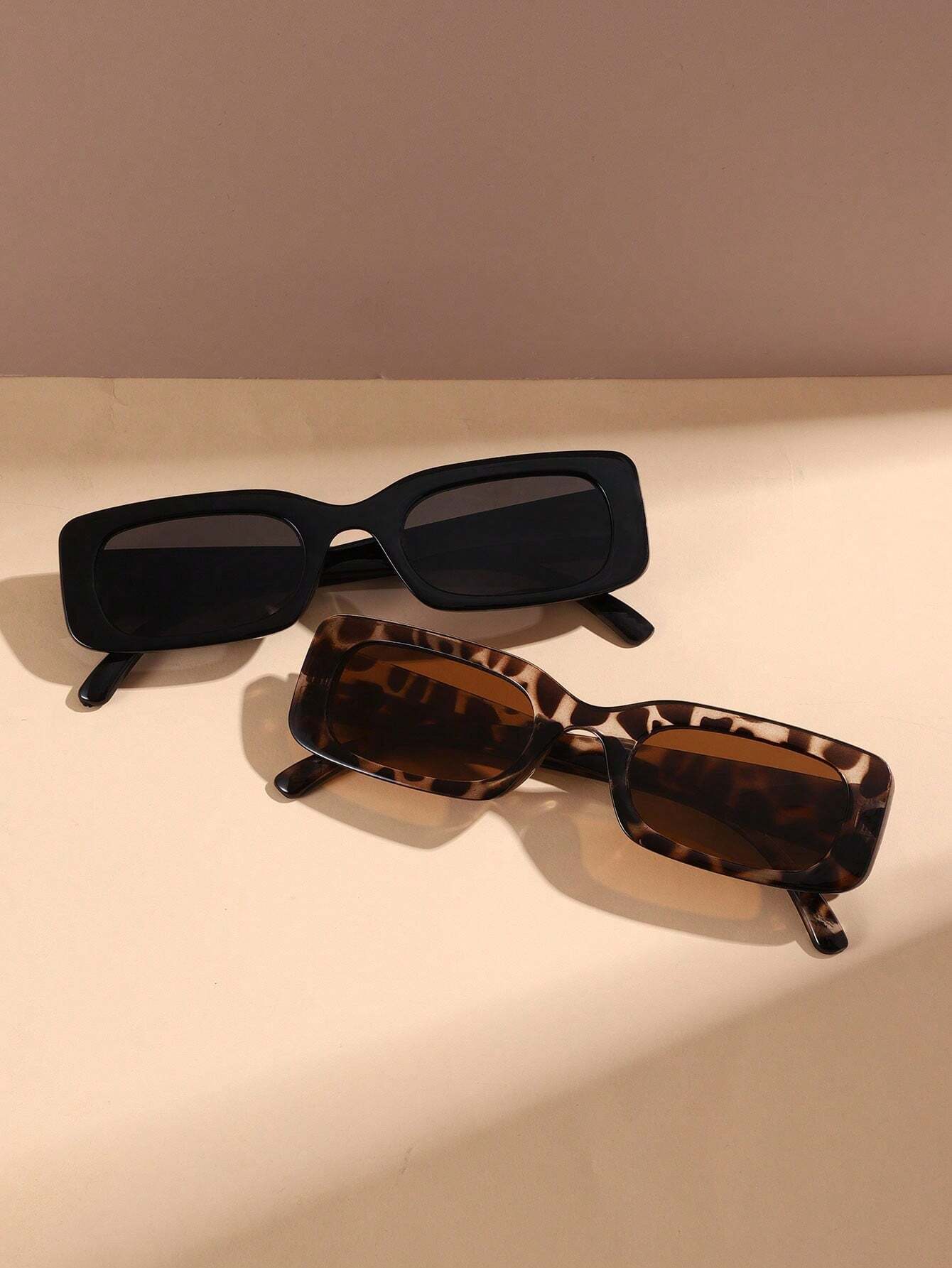2pcs Y2K Square Cute Vintage Beach Fashion Eyeglasses