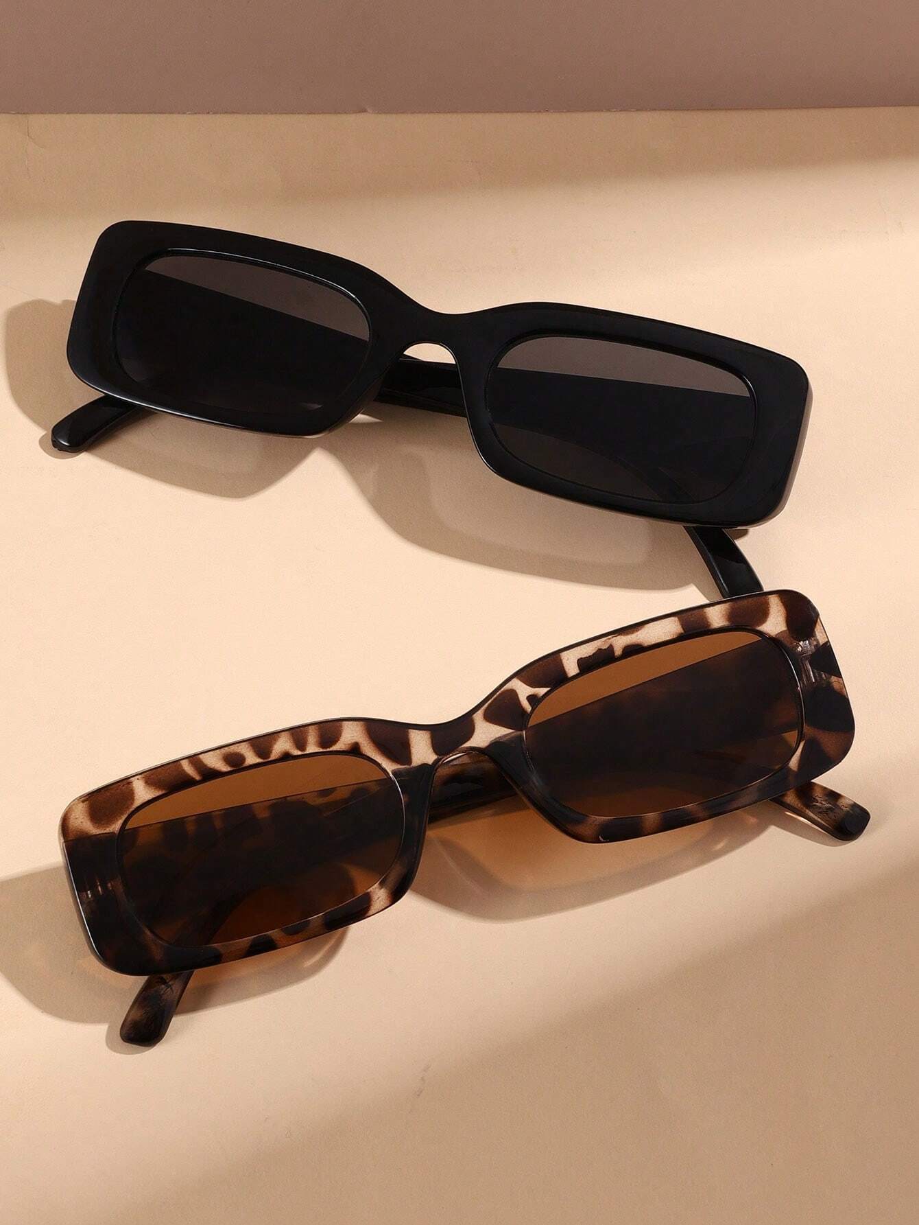 2pcs Y2K Square Cute Vintage Beach Fashion Eyeglasses