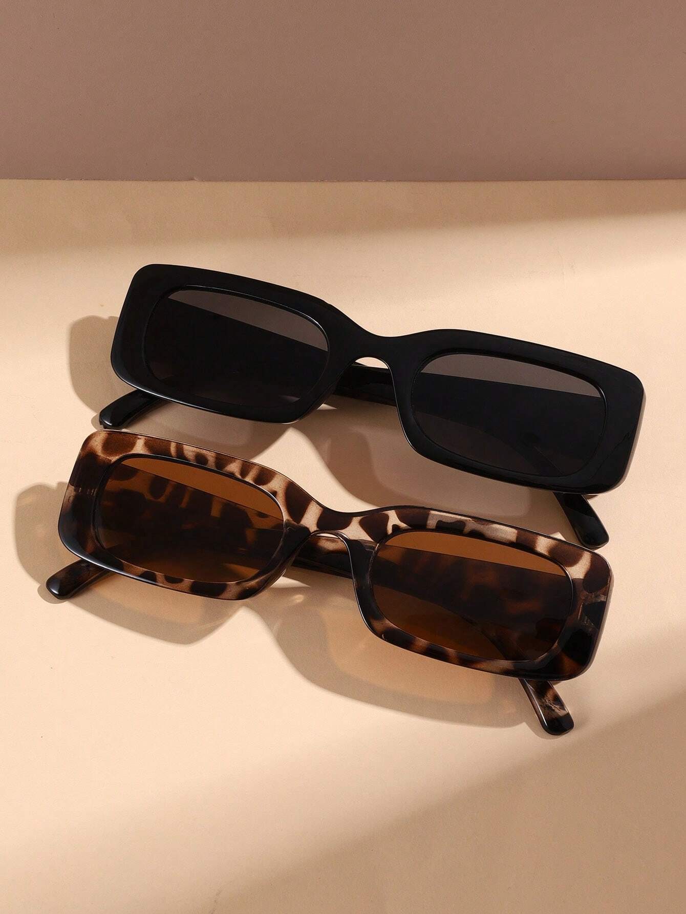 2pcs Y2K Square Cute Vintage Beach Fashion Eyeglasses