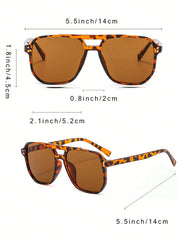 3pcs Dual-Bridge Square Rivets Eyeglasses Set