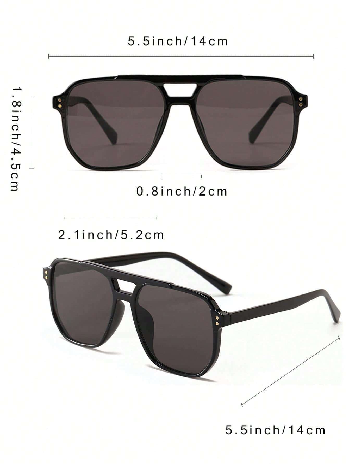 3pcs Square Rivet-Embellished Glasses