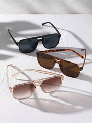 3pcs Square Rivet-Embellished Glasses