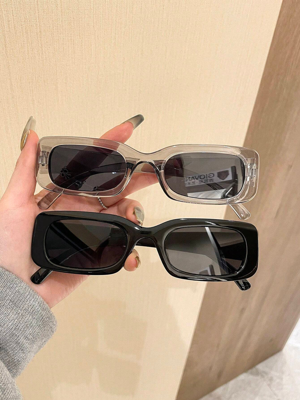 2pcs Y2K Style Square Frame Glasses