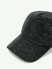 Rhinestone Black Baseball Cap - Black