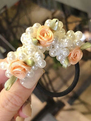3pcs Rose & Faux Pearl Hair Ties - www.thetreasurebox.me