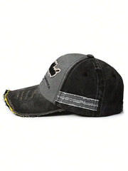 A Vintage Distressed Washed-Out Hole Casual Baseball Cap