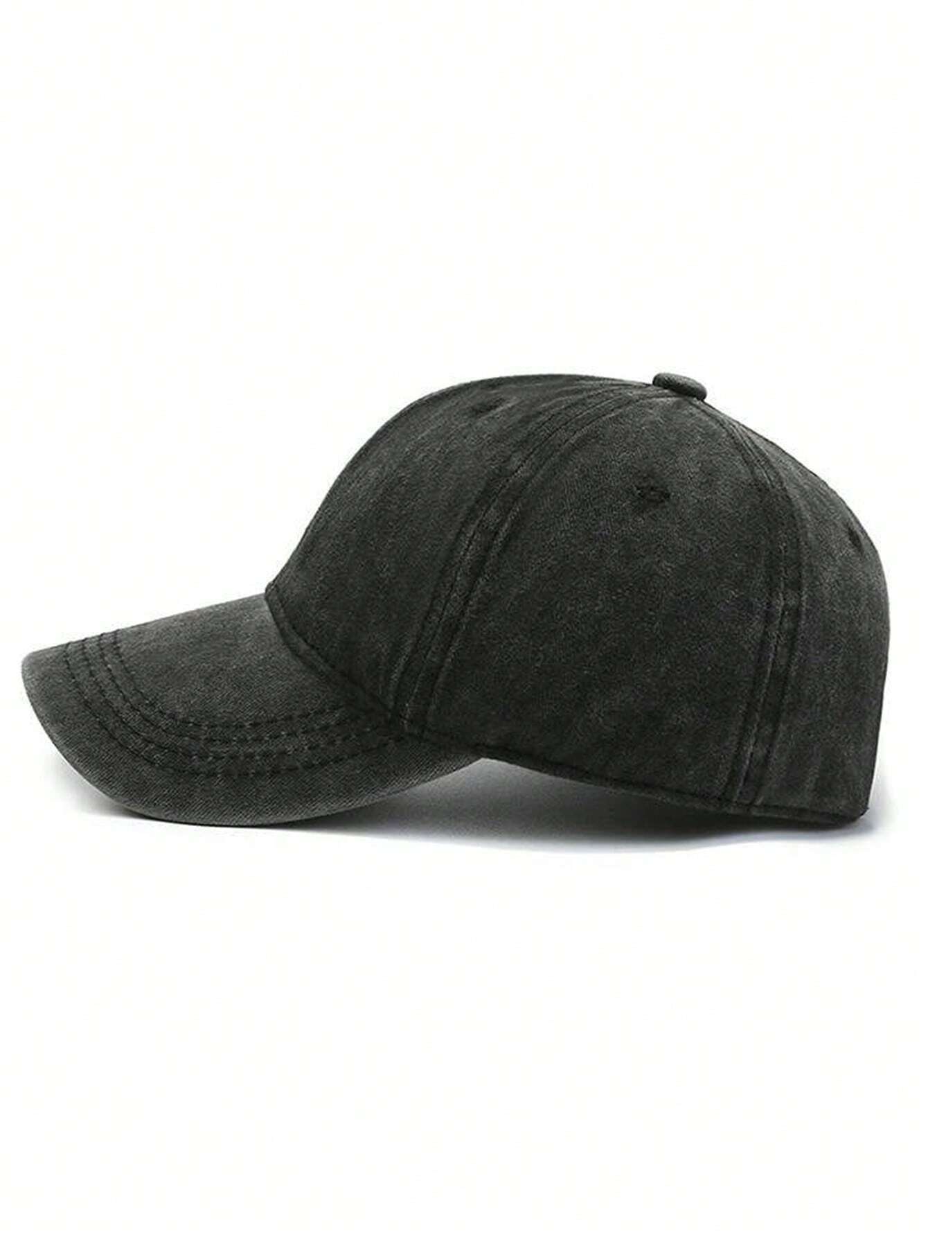 Letter Print Vintage Baseball Cap - Black