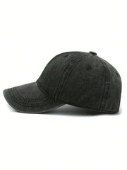 Letter Print Vintage Baseball Cap - Black
