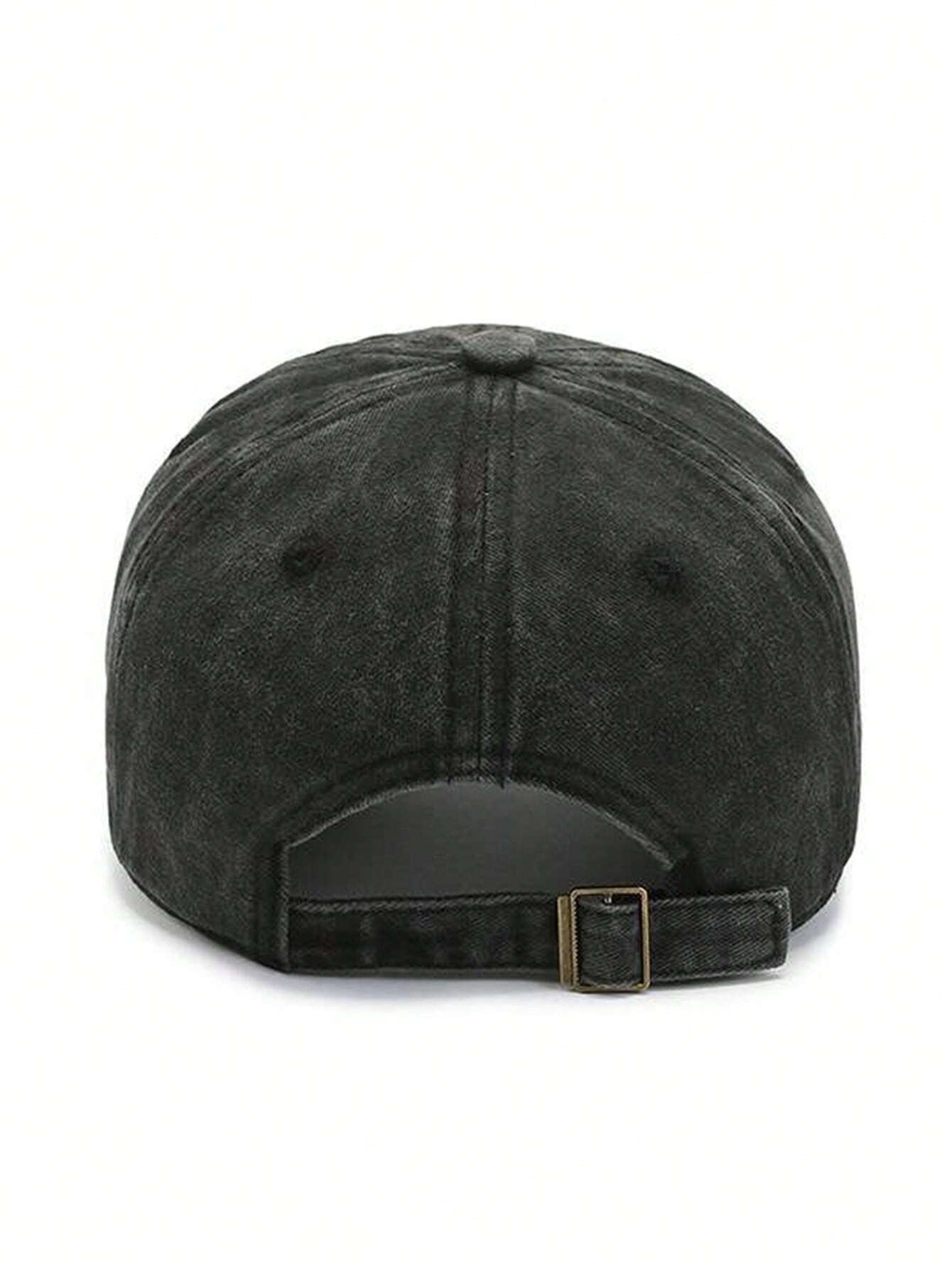 Letter Print Vintage Baseball Cap - Black