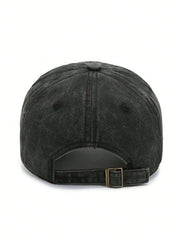 Letter Print Vintage Baseball Cap - Black