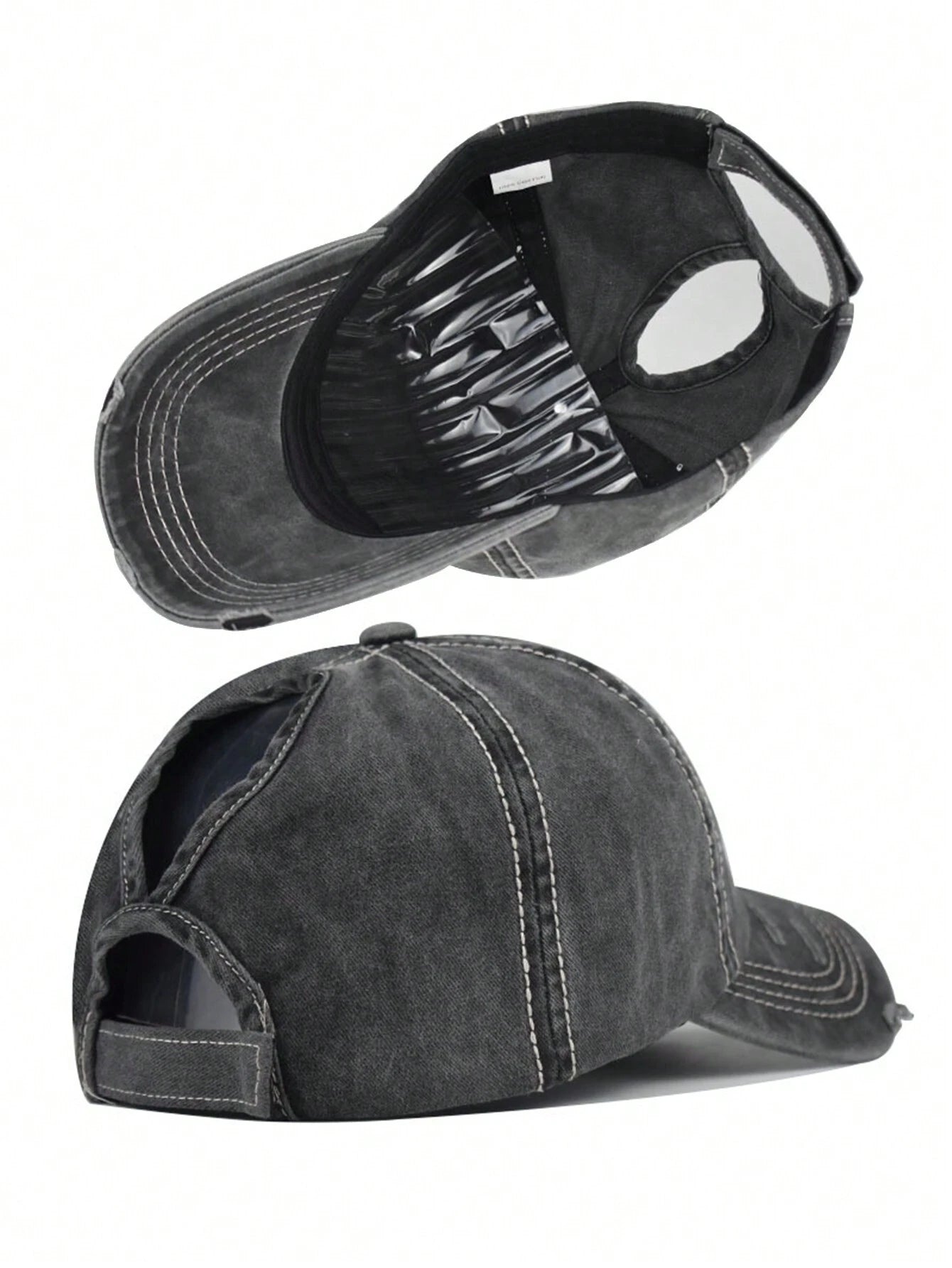 Sequin Star Distressed Baseball Cap - Black