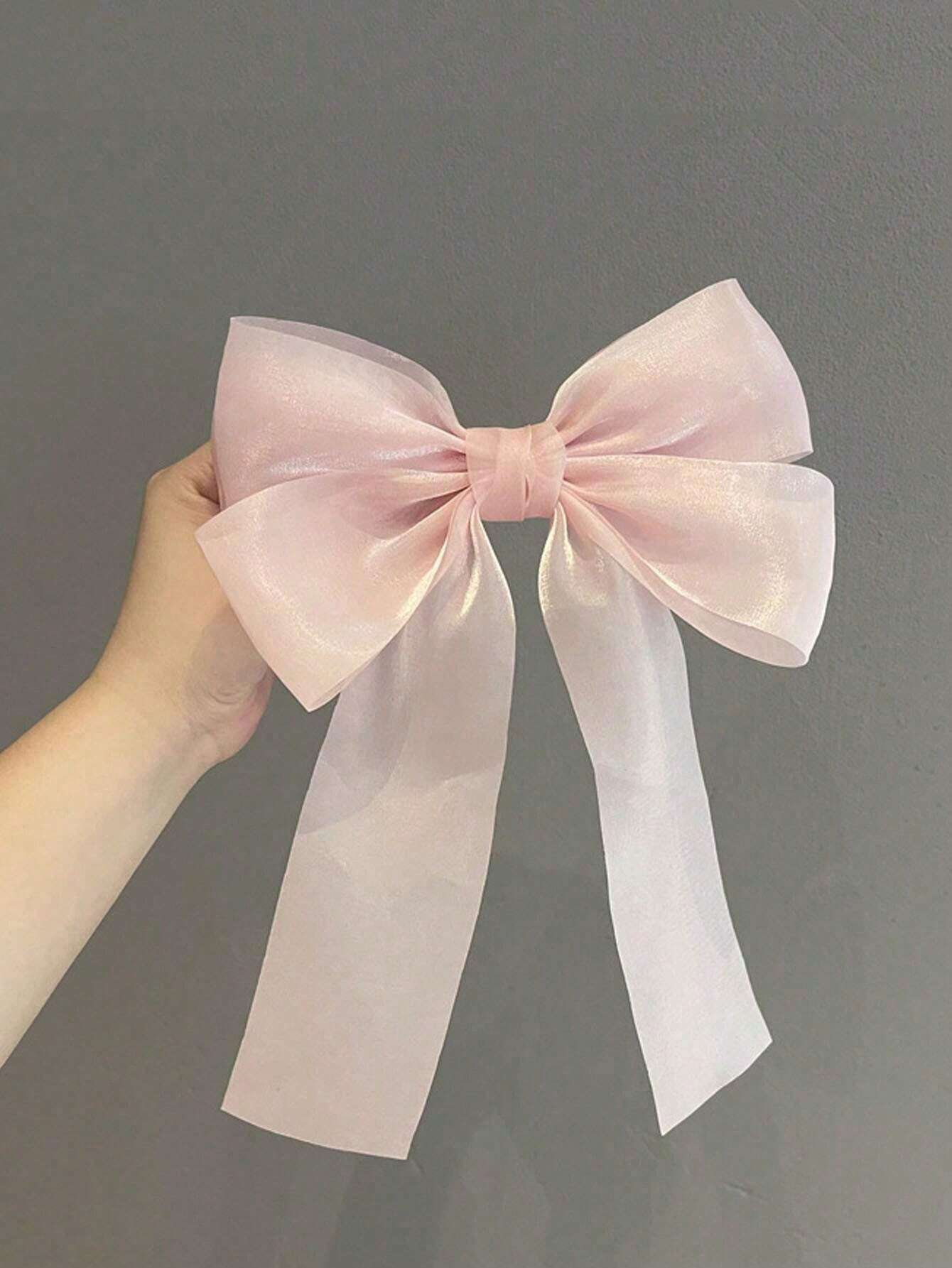 3Pcs Big Bow Chiffon Ribbon Hair Clips