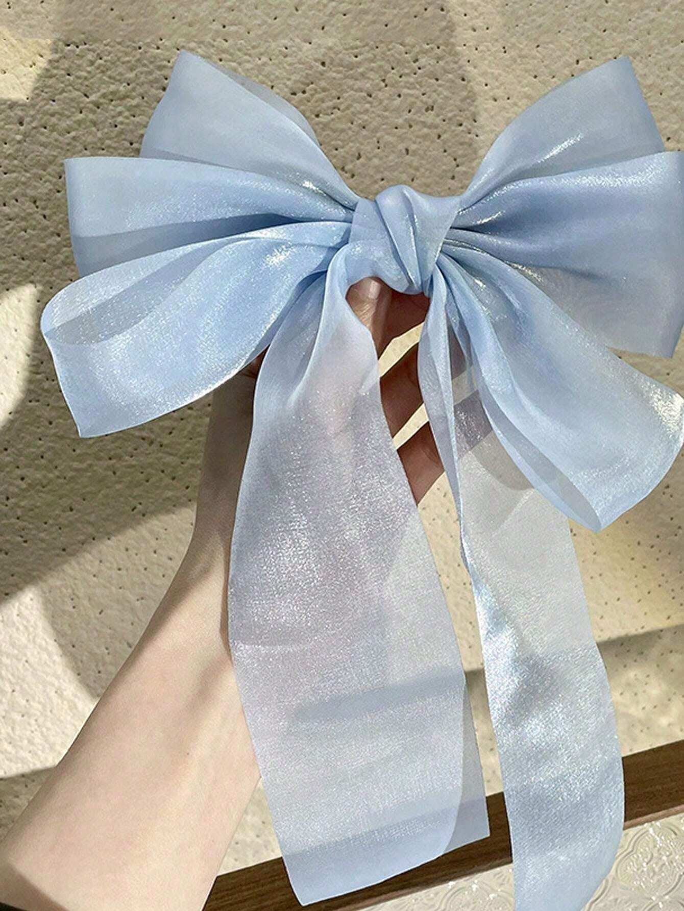 3Pcs Big Bow Chiffon Ribbon Hair Clips