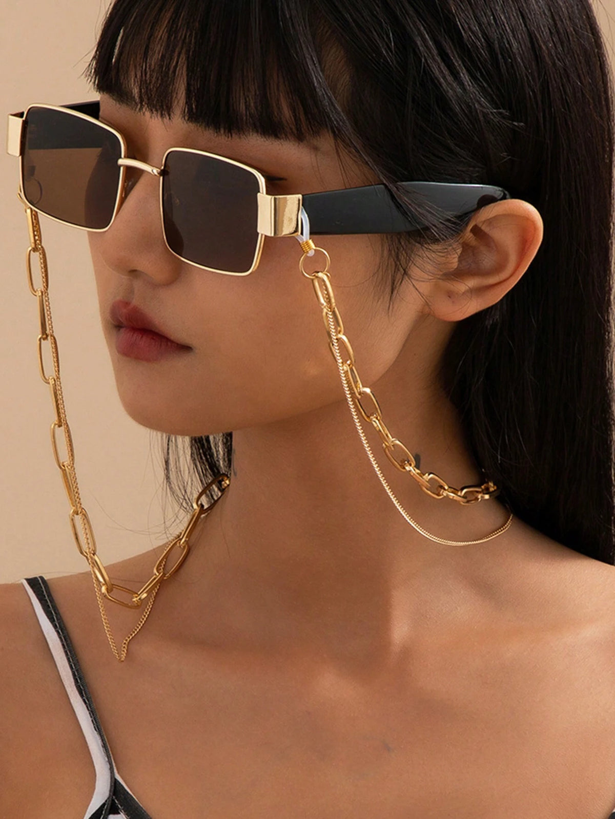 Simple Double-Layer Geometric Eyeglasses Chain