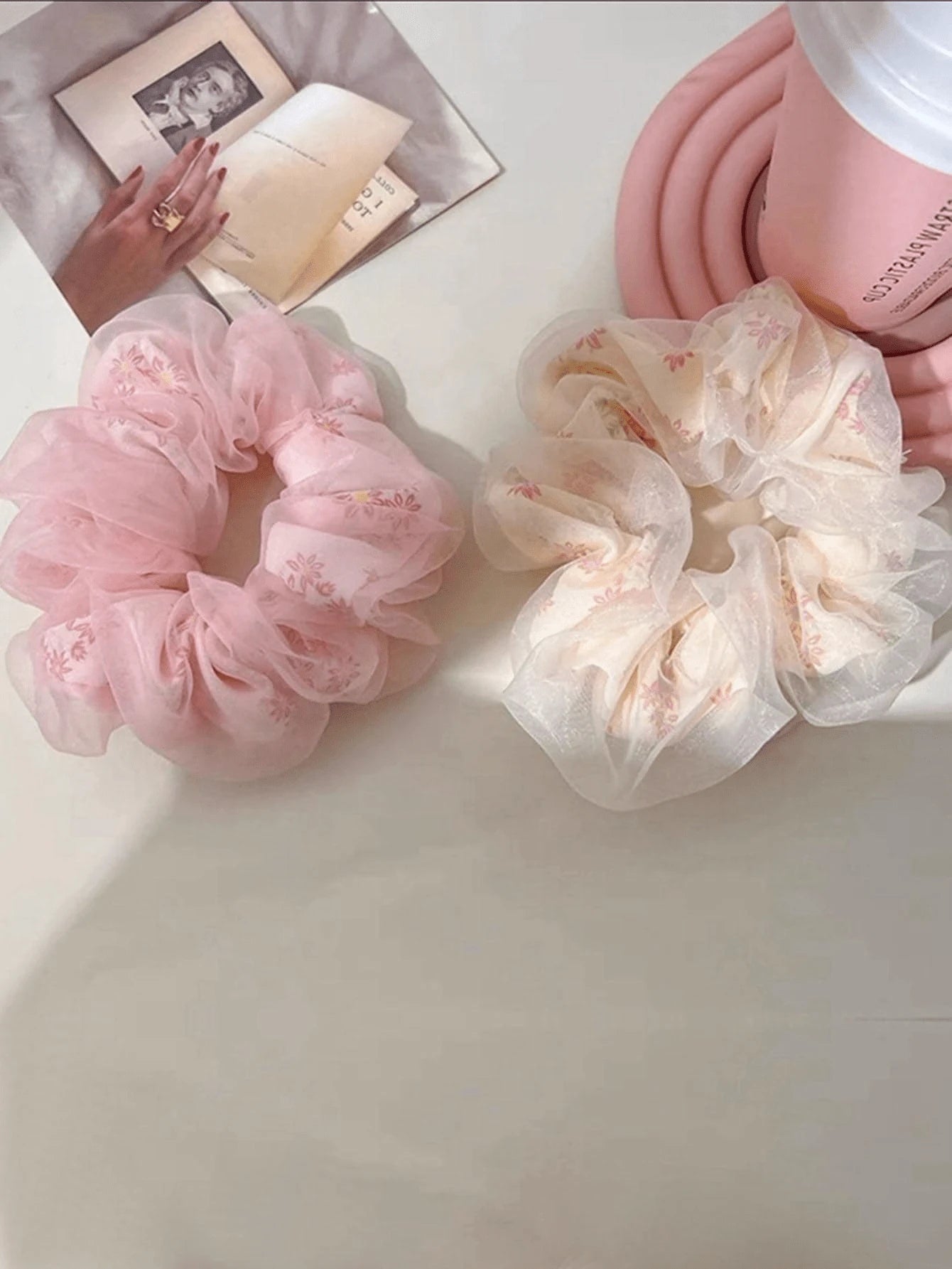 3Pcs Sweet Mesh Texture Bowknot Scrunchies