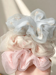 3Pcs Sweet Mesh Texture Bowknot Scrunchies