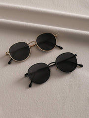 2pcs Retro Geometric Round Eyeglasses