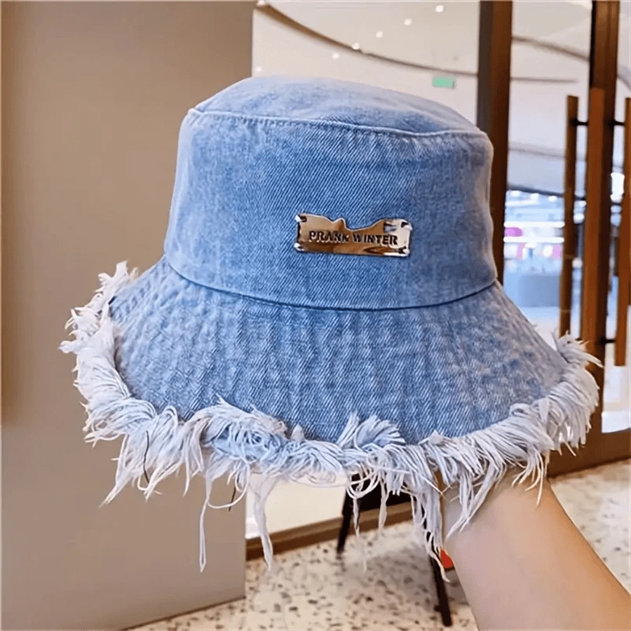 Rollcall Letter Label Frayed Brim Versatile Lightweight Bucket Hat