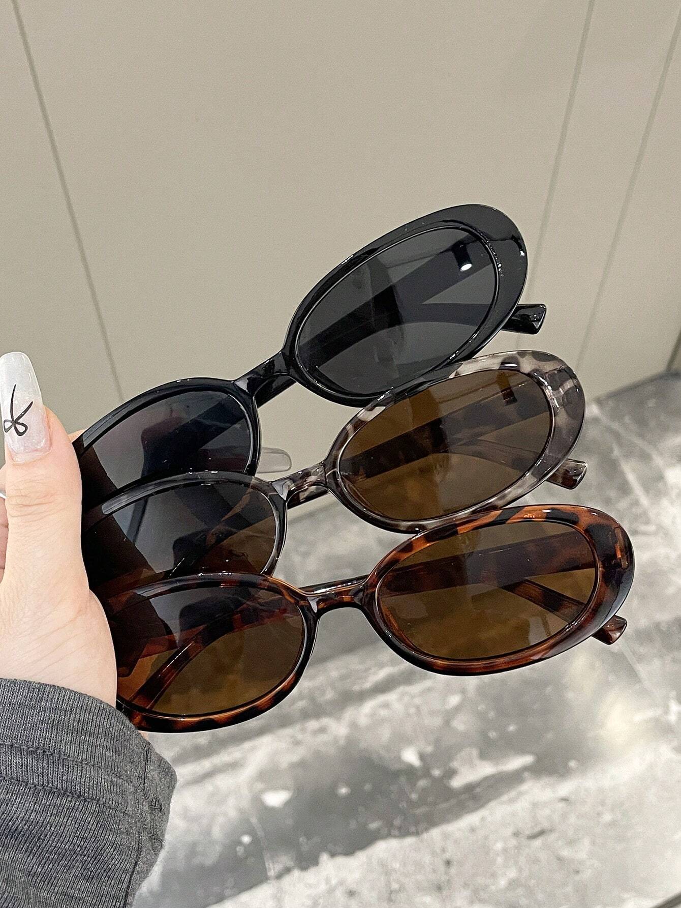 3pc Oval Frame Sunglasses Set Classic Style