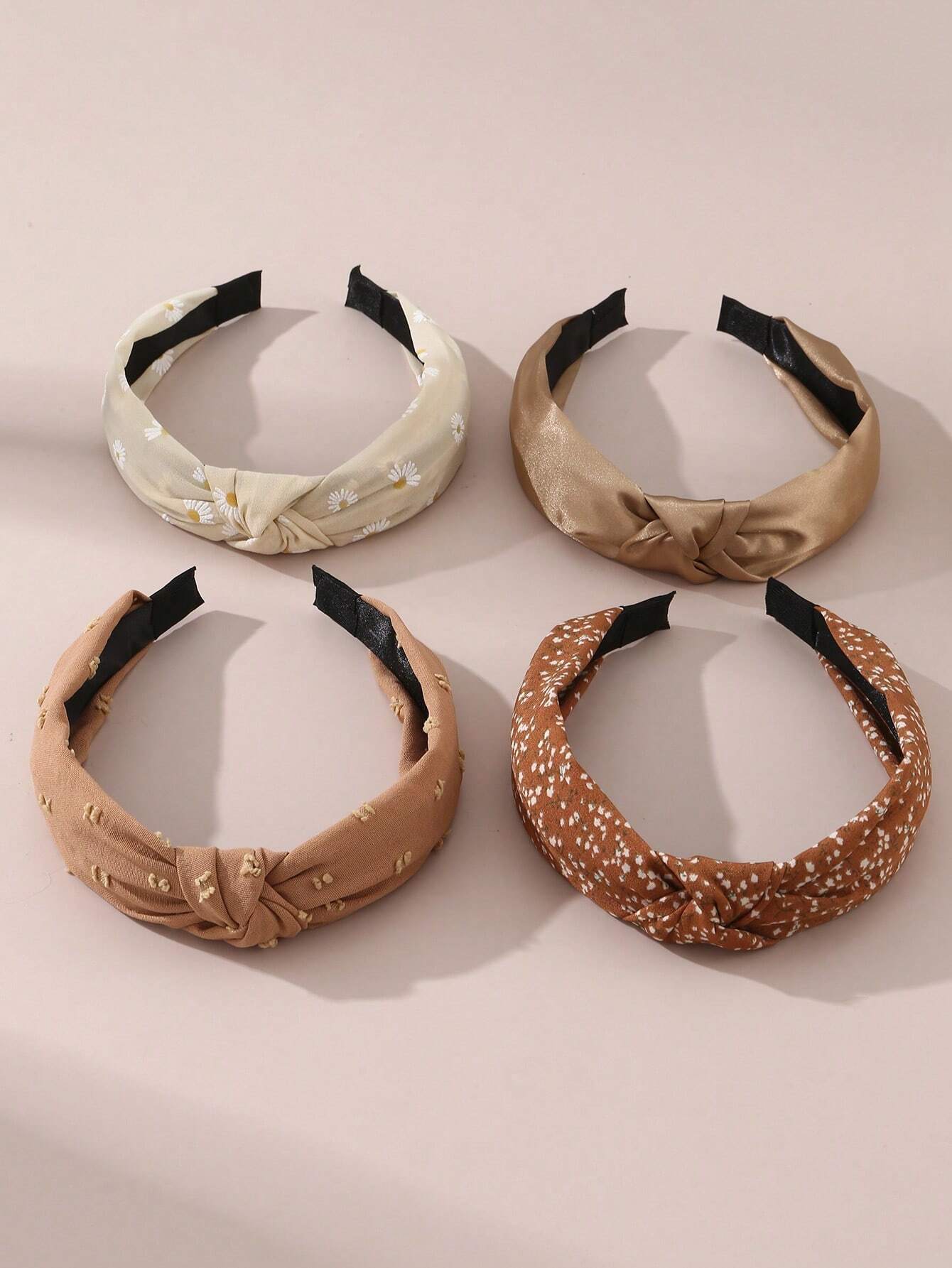 4Pcs Daisy Floral Print Headband Set