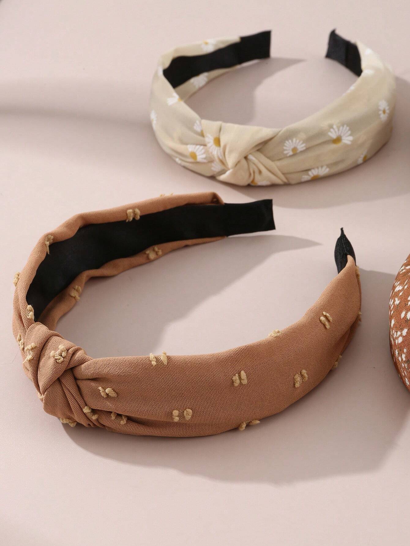 4Pcs Daisy Floral Print Headband Set