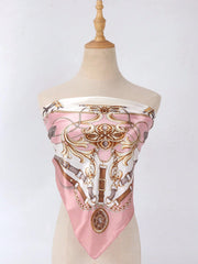 1pc Light Pink Printed Satin Square Scarf