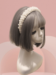 High Crown Beaded Headband Faux Pearls