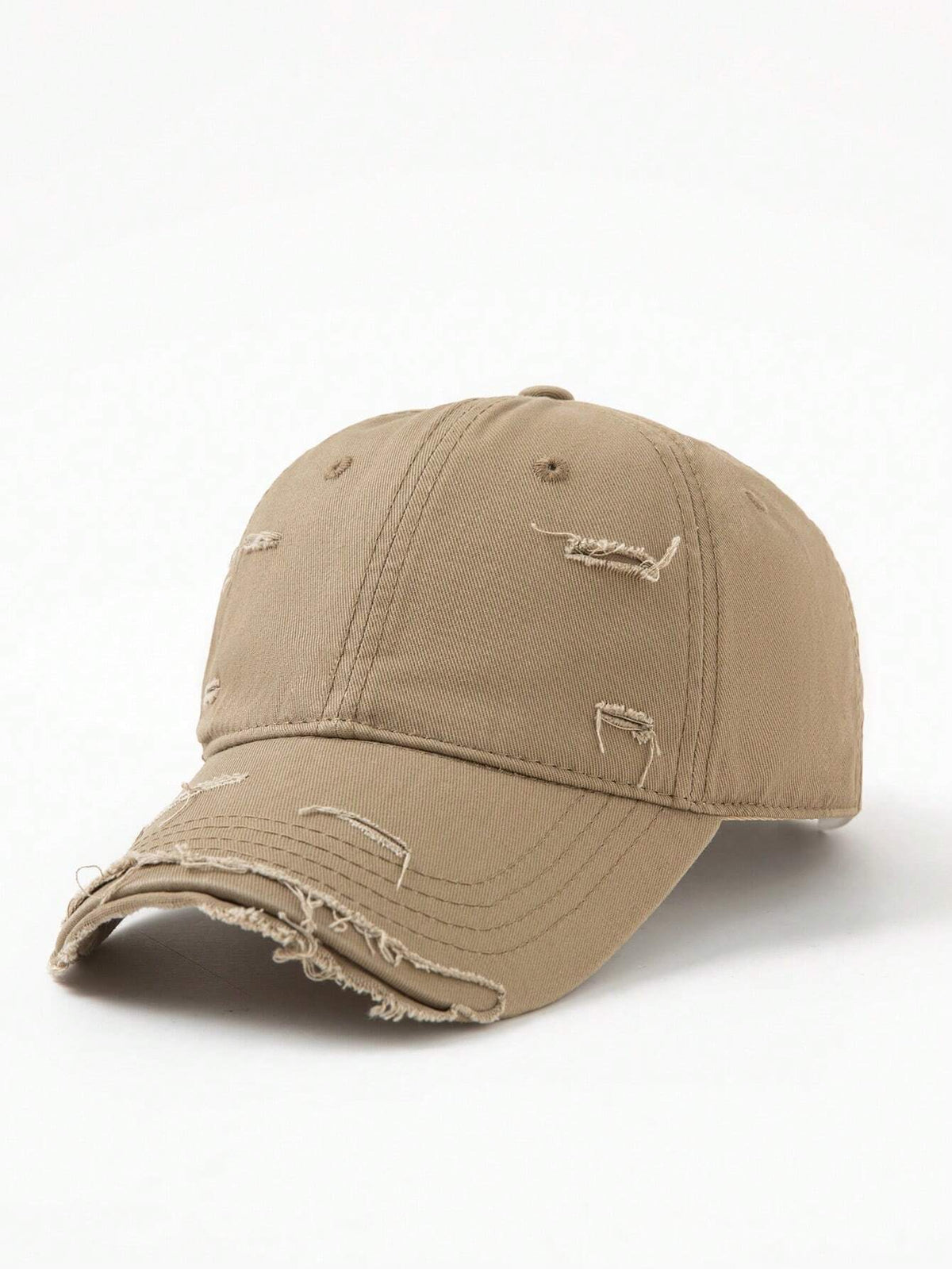 1pc Solid Color Distressed Baseball Cap - Khaki