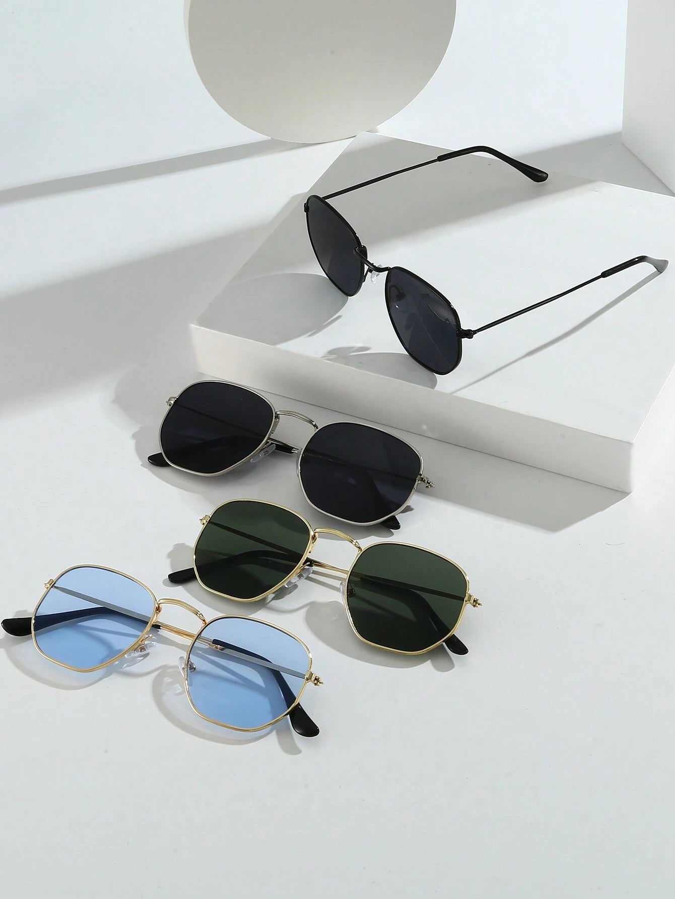 4pcs Metallic Polygon Fashion Glasses