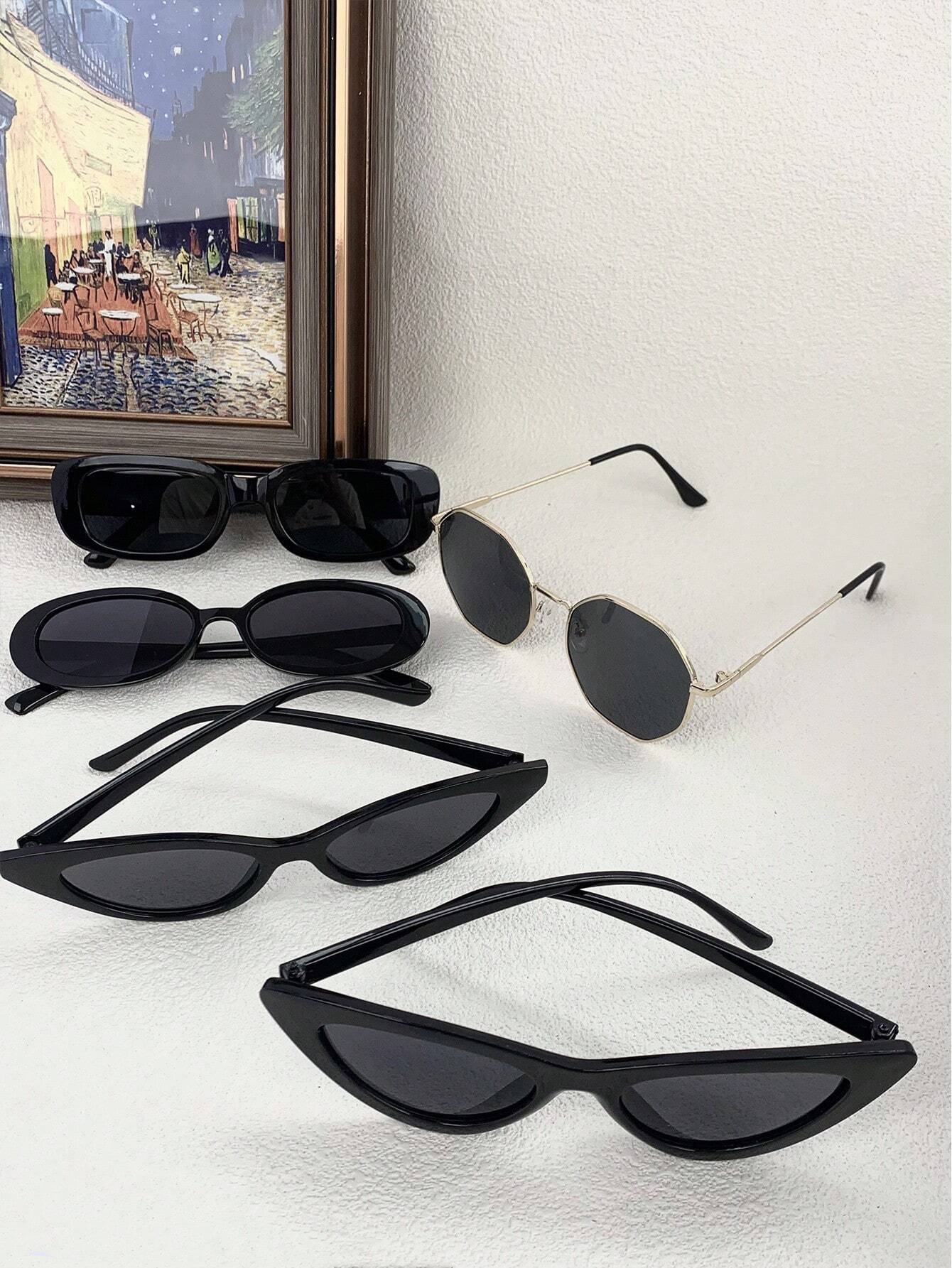 5pcs Retro Polygonal Square Eyeglasses