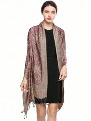 1pc Bohemian Style Vintage Paisley Double-Sided Jacquard Pashmina Scarf