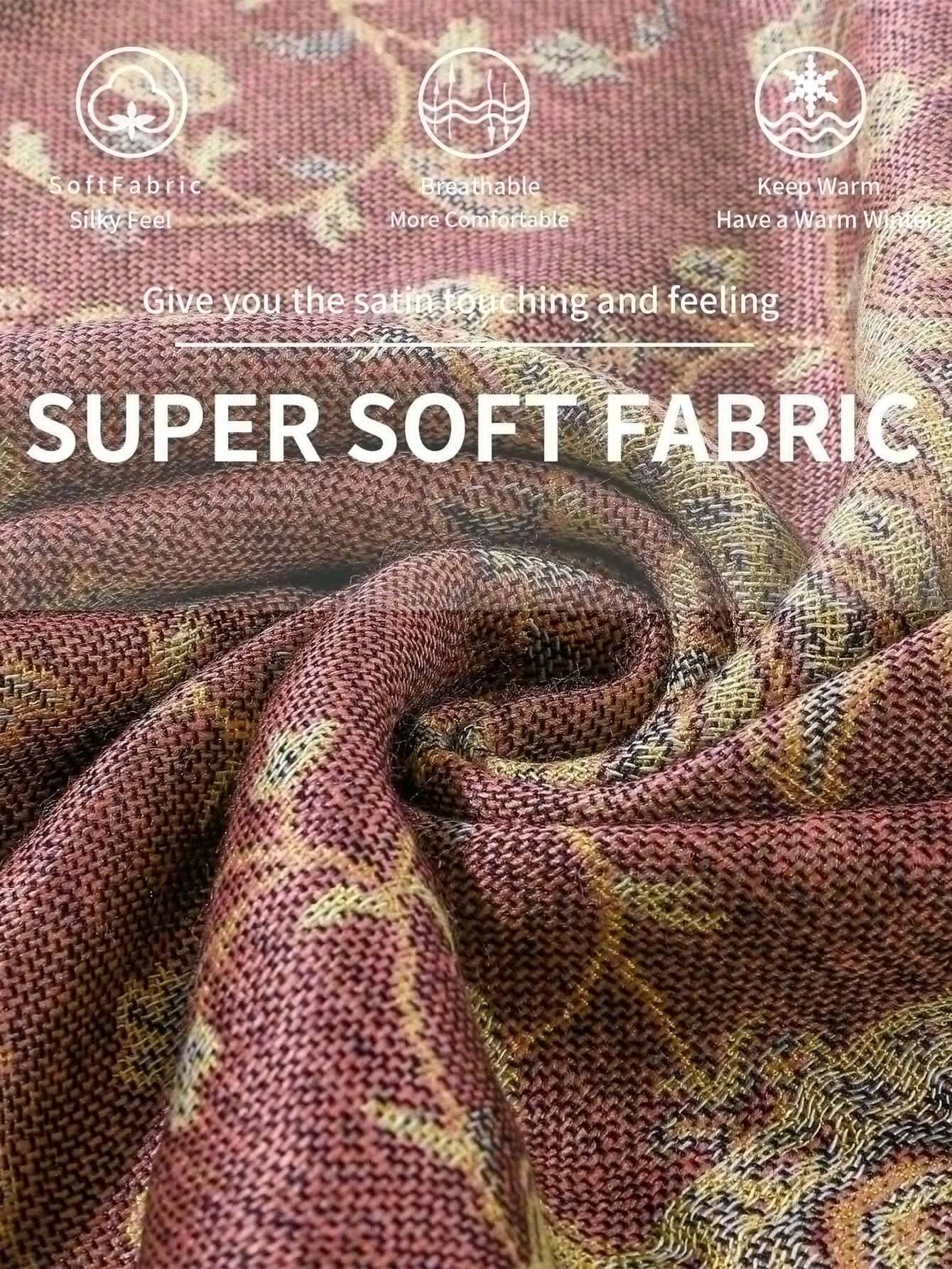 1pc Bohemian Style Vintage Paisley Double-Sided Jacquard Pashmina Scarf