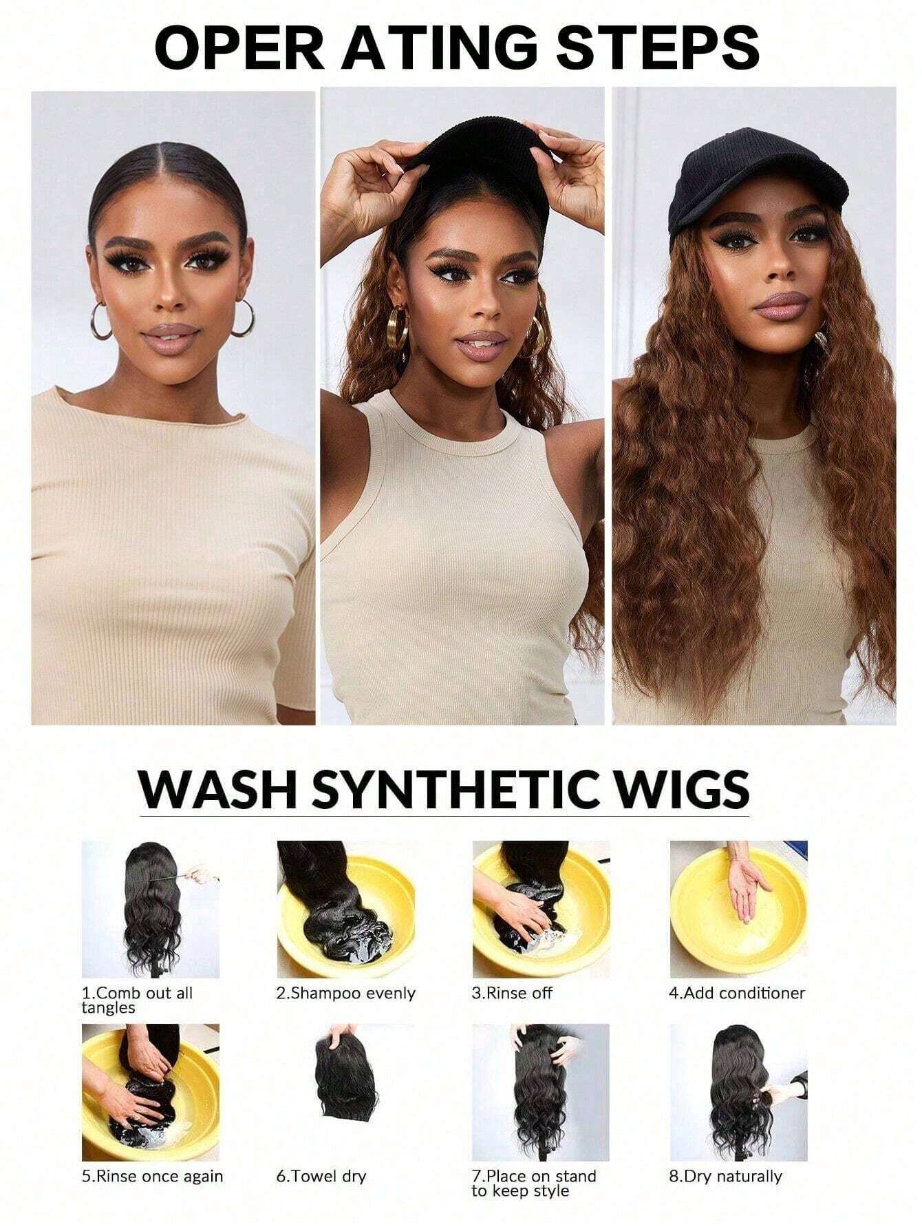Synthetic Hair Extension Baseball Cap Wig