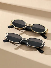 2pcs Oval & Rectangle Vintage Glasses - Grey