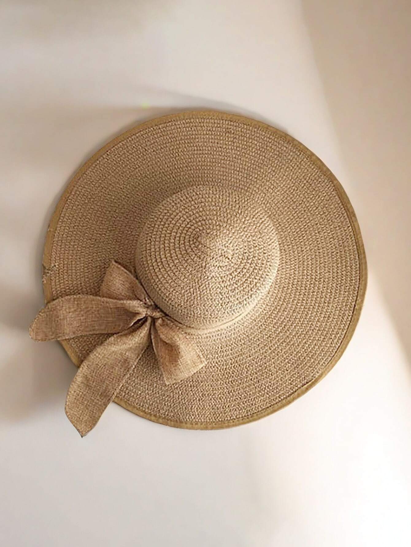 Solid Wide Brim Straw Hat Boho Valentine's Day Valentines