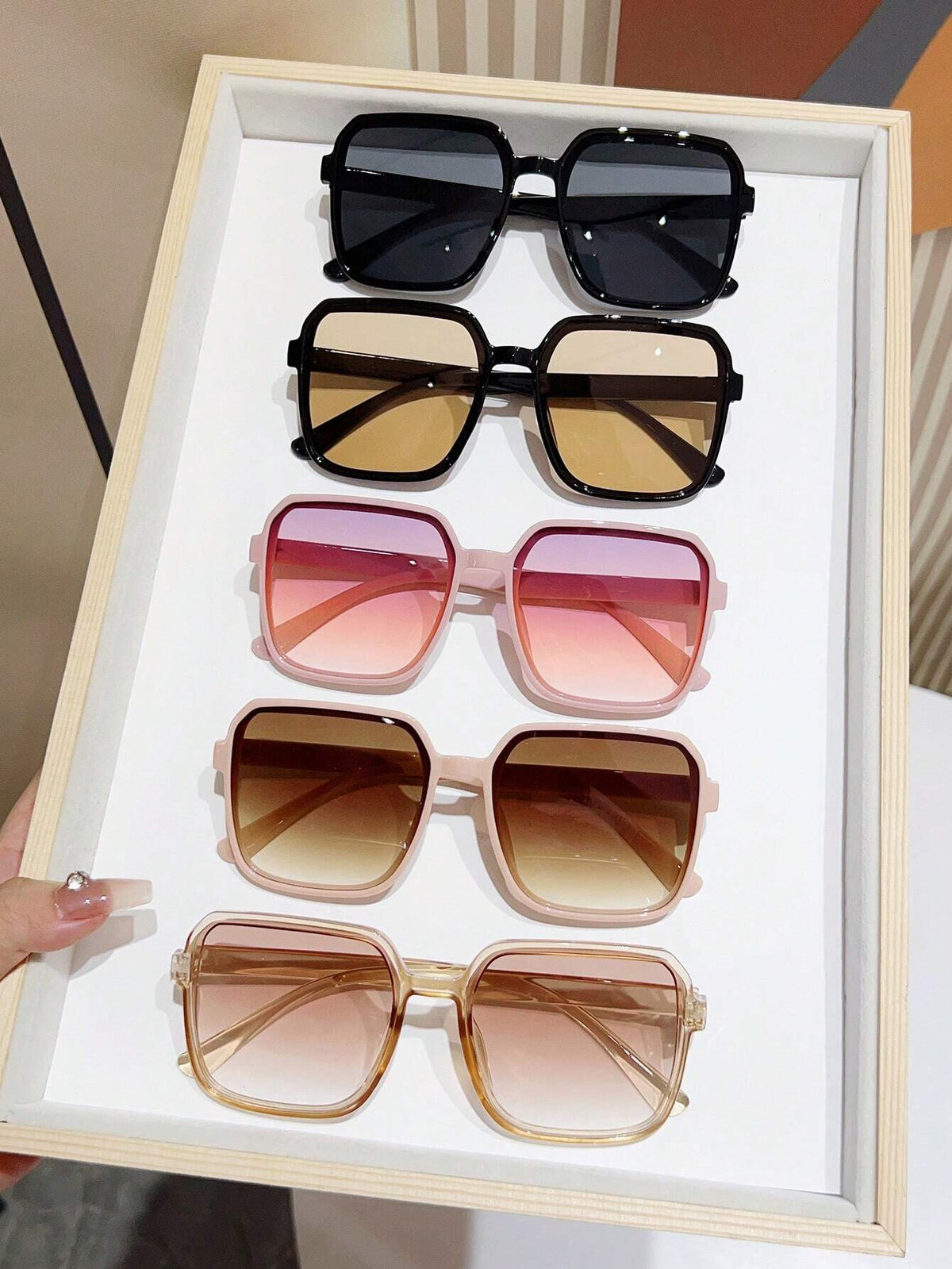 5pcs Set Oversized Square Frame Eyeglasses