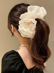 1pc Large Organza Pearl Hair Claw Clip