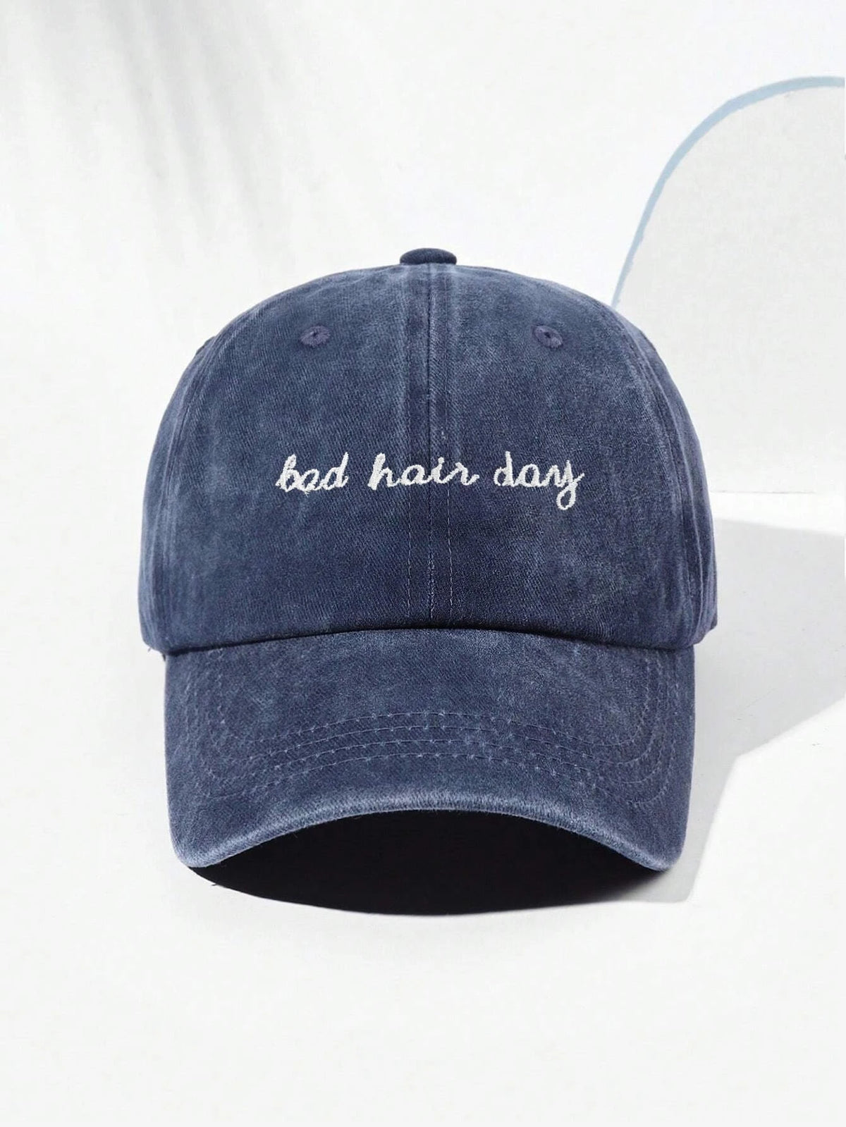 1pc Embroidered Ponytail Baseball Cap - Navy