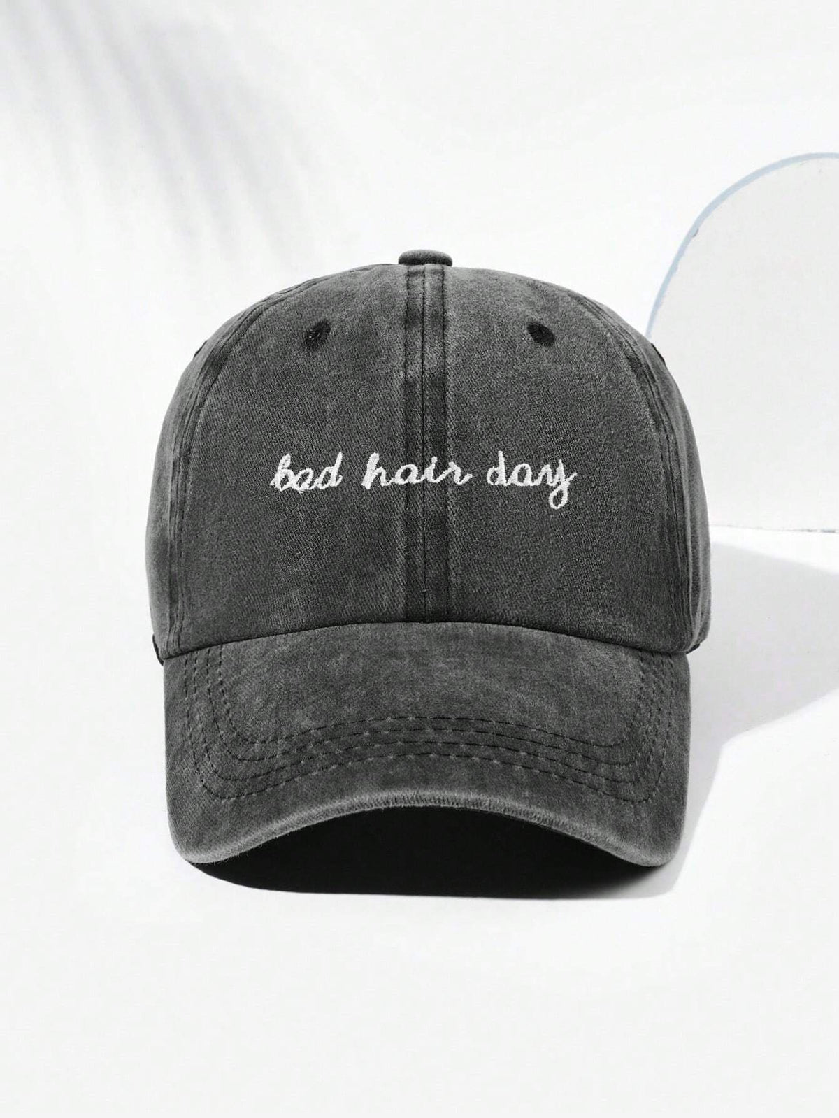 1pc Embroidered Ponytail Baseball Cap-Black