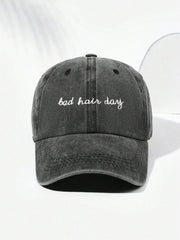 1pc Embroidered Ponytail Baseball Cap-Black