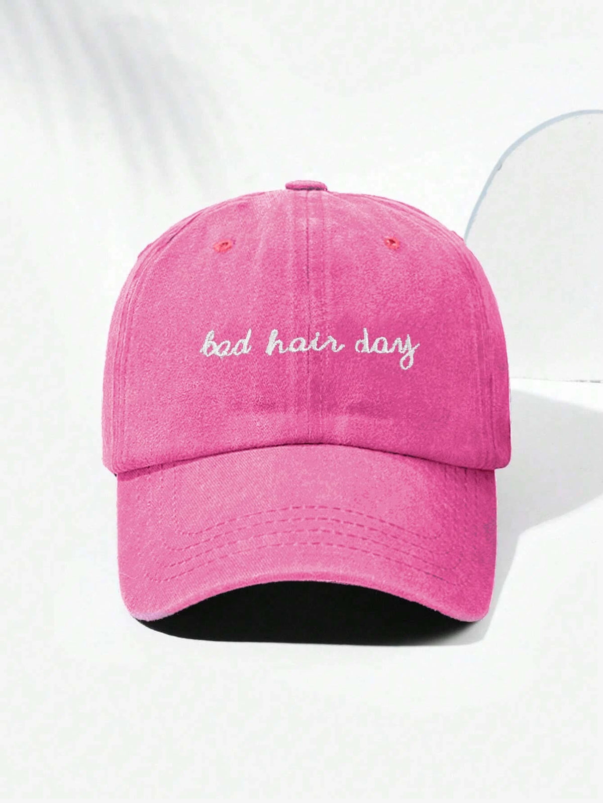 1pc Embroidered Ponytail Baseball Cap-Hot Pink