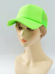 1pc Neon Green Mesh Baseball Cap - Green
