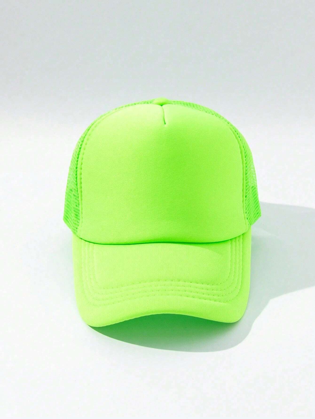 1pc Neon Green Mesh Baseball Cap - Green