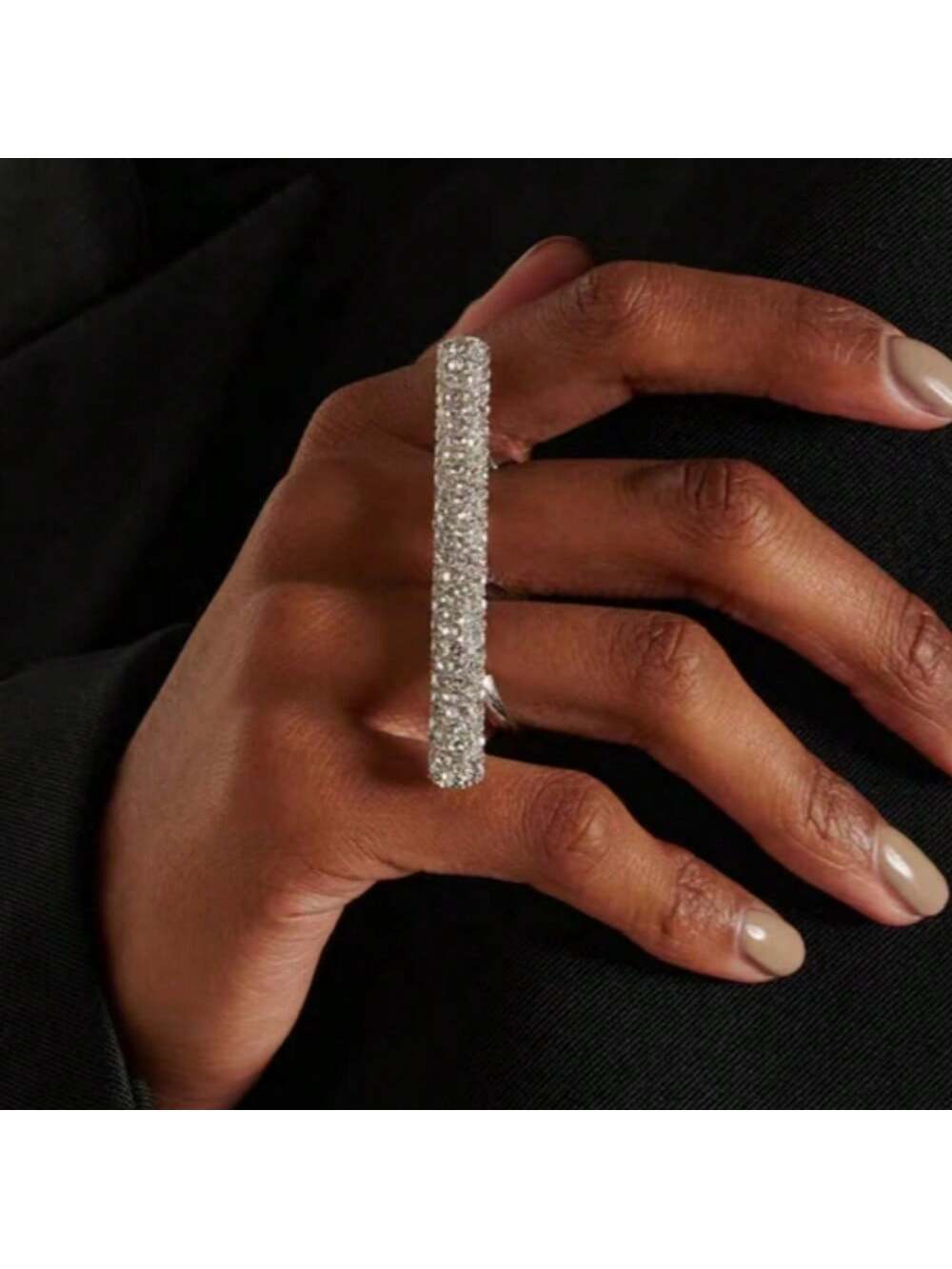 Multi-Row Rhinestone Crystal Double Finger Ring – The Treasure Box